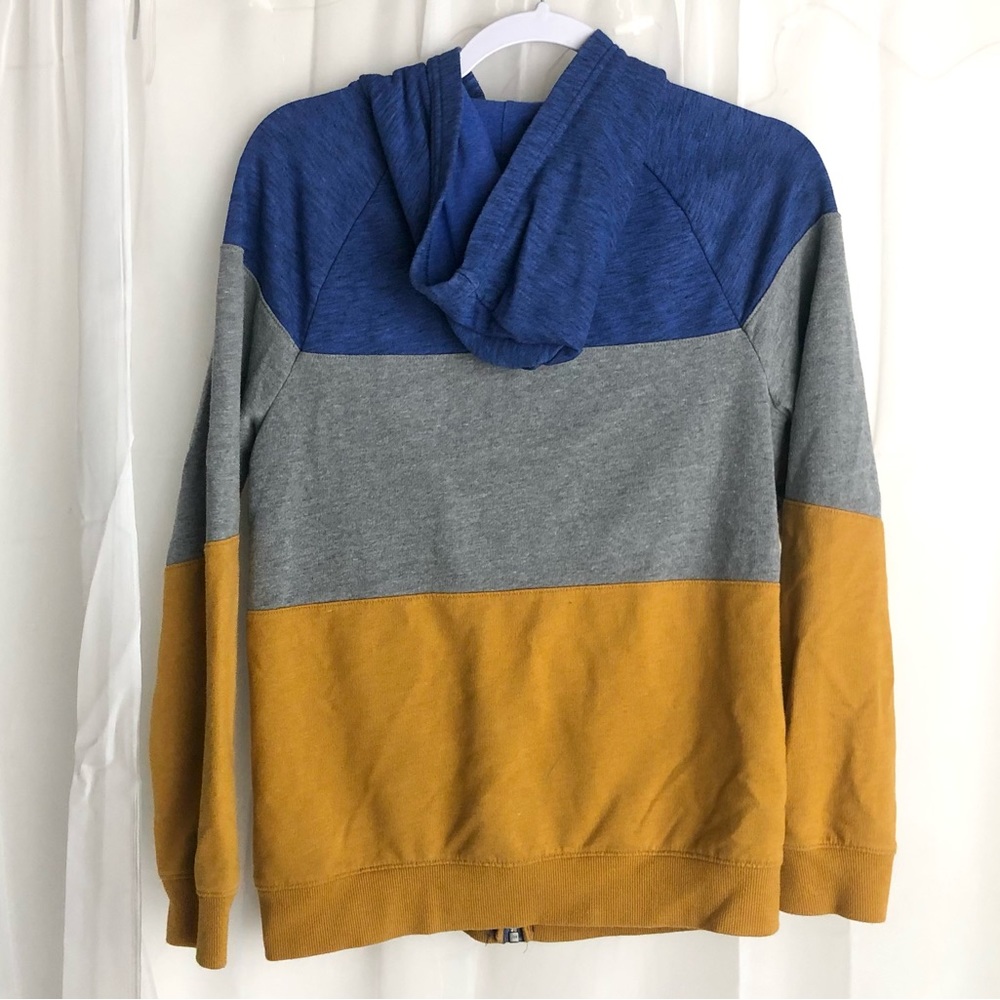 Cat & Jack Kids XL Color block Blue, gray, mustard yellow hooded sweatshirt - Picture 7 of 7